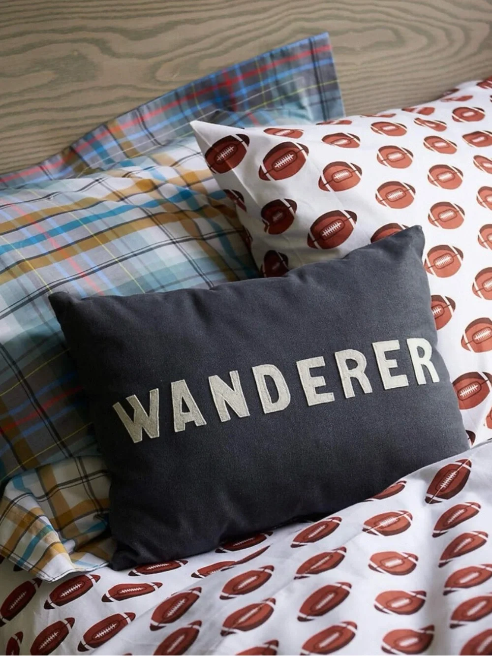 NWT Crate & Barrel Wanderer Accent Pillow in Charcoal Brown-Gray - Kids, 16”x12”